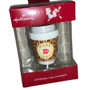 Hallmark Coffee Cup JAVA WAKE UP Holiday Christmas Ornament Never Used